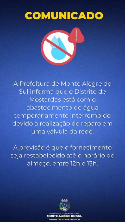 Post do instagram da Prefeitura de Monte Alegre do Sul