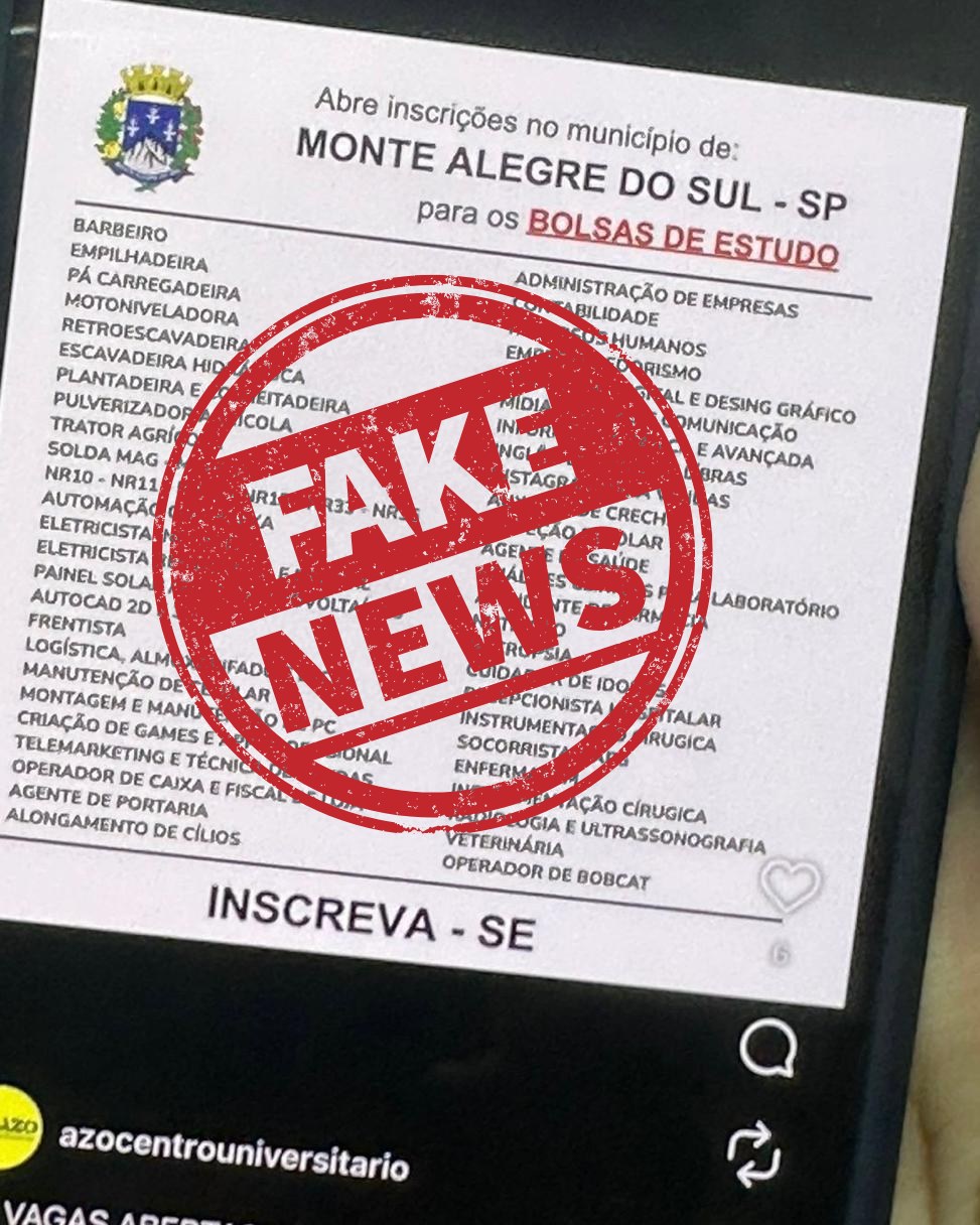 Post do instagram da Prefeitura de Monte Alegre do Sul