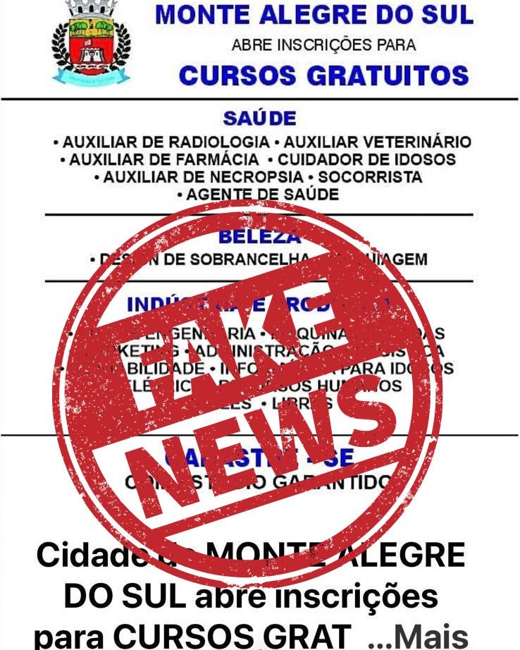 Post do instagram da Prefeitura de Monte Alegre do Sul