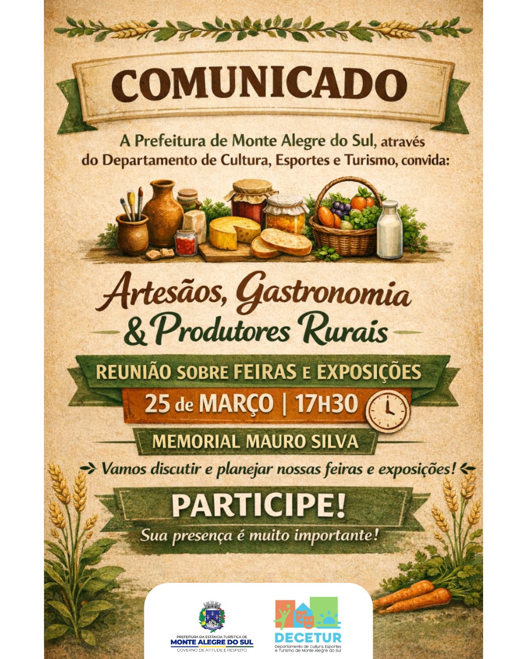 Post do instagram da Prefeitura de Monte Alegre do Sul