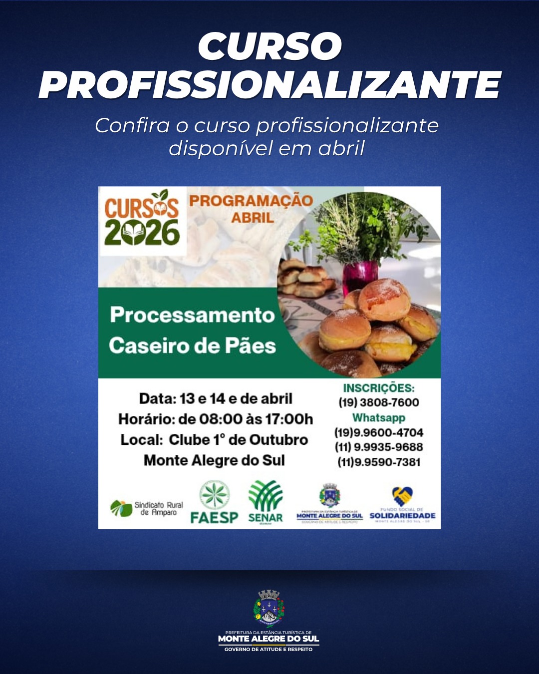 Post do instagram da Prefeitura de Monte Alegre do Sul