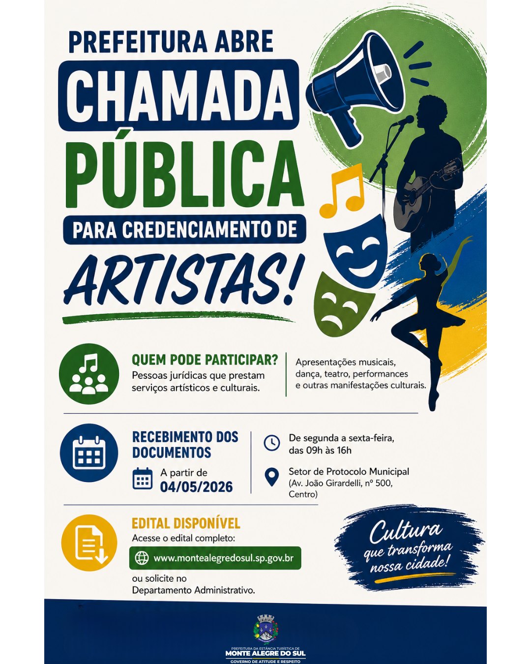 Post do instagram da Prefeitura de Monte Alegre do Sul