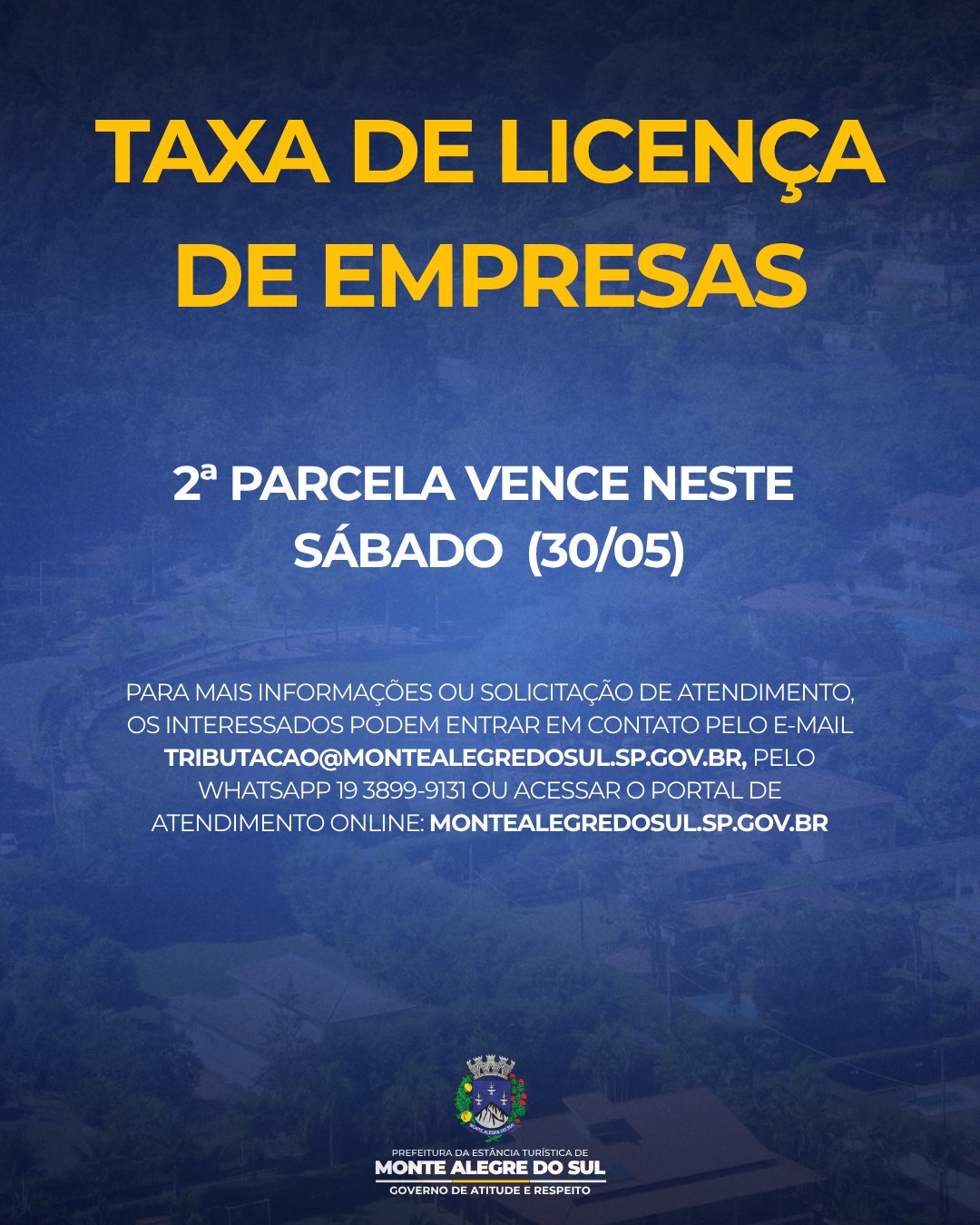 Post do instagram da Prefeitura de Monte Alegre do Sul