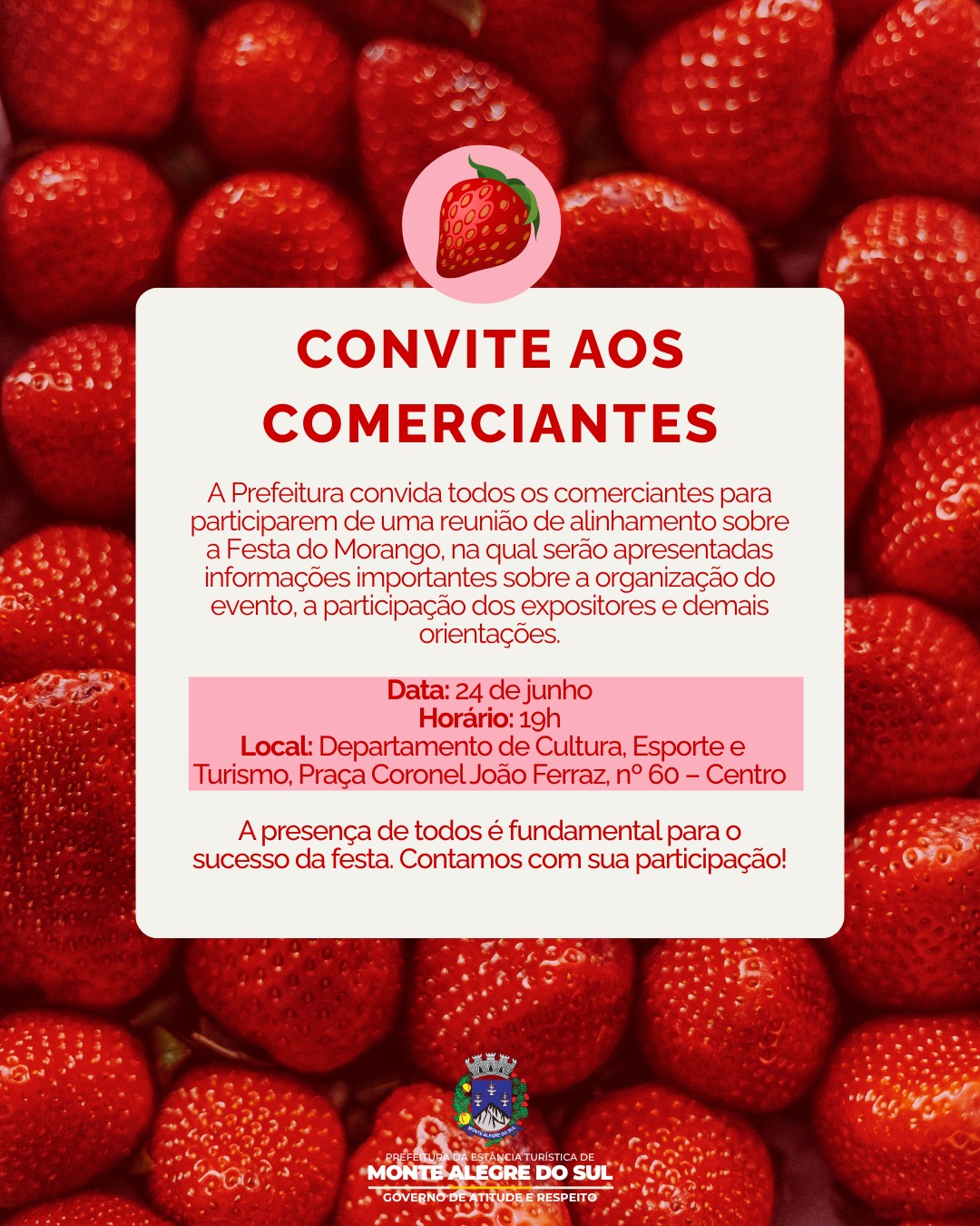 Post do instagram da Prefeitura de Monte Alegre do Sul