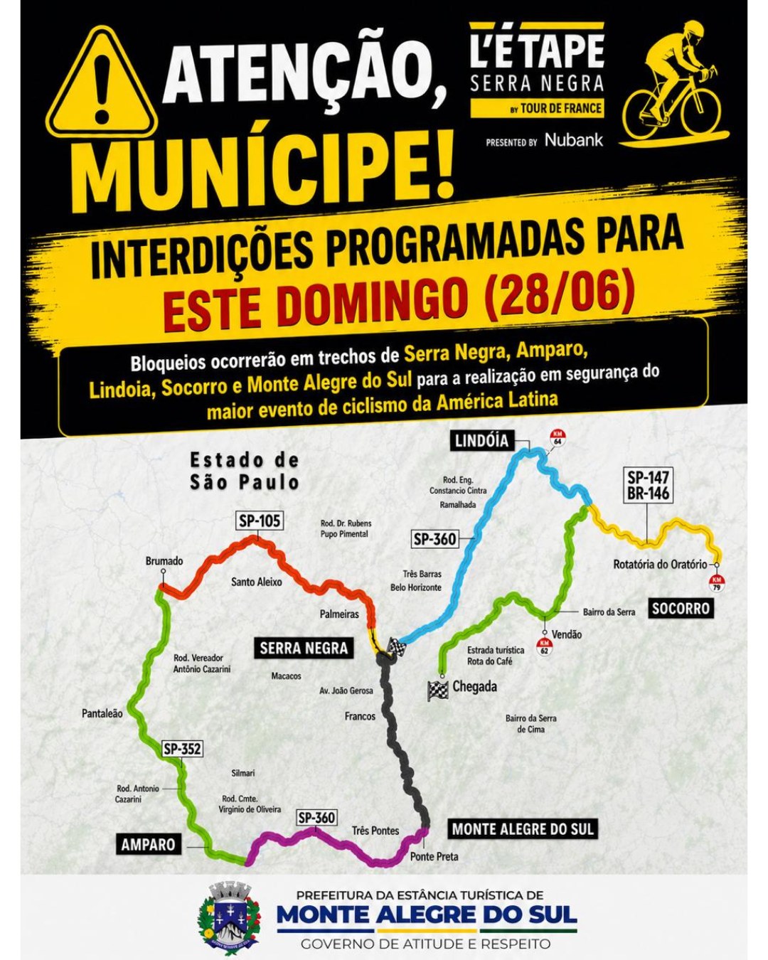 Post do instagram da Prefeitura de Monte Alegre do Sul