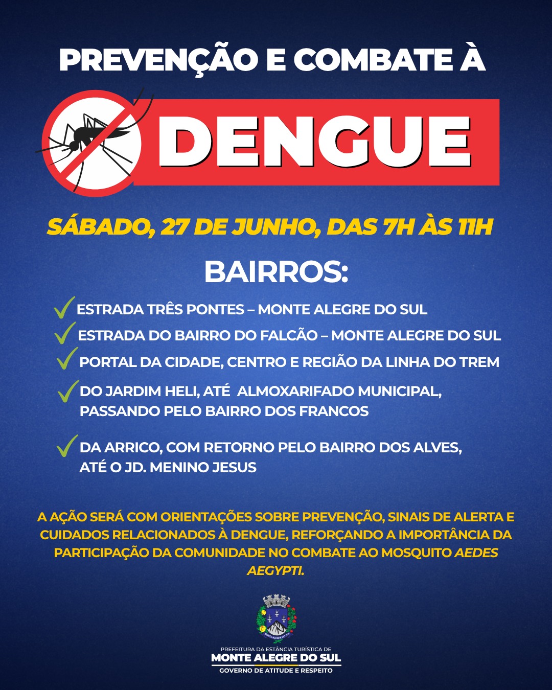 Post do instagram da Prefeitura de Monte Alegre do Sul